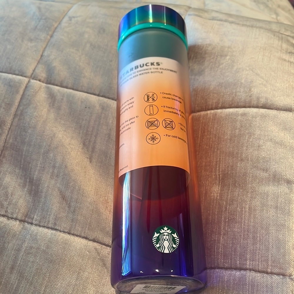 New! Starbucks Glass Water Bottle Mermaid Ombre 18oz NWTS